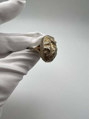 Vintage Brutalist Textured Gold Tone Statement Ring Size 5.5/ adjustable
